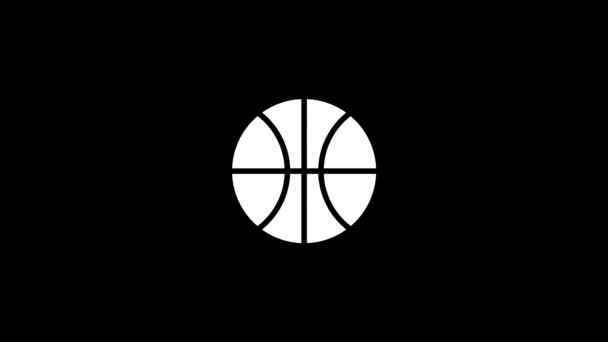 Glitch basketball ball icon on black background. — Video