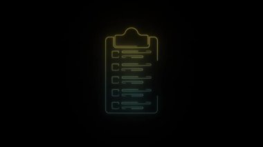 Siyah arkaplanda parlayan neon kontrol listesi.