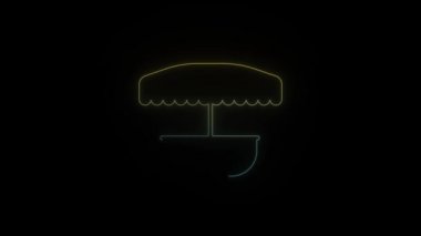 Siyah arkaplanda parlayan neon festivali şemsiyesi.