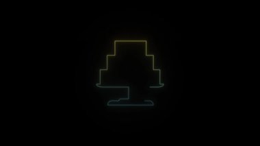 Siyah arkaplanda parlayan neon dondurma.