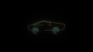 Siyah arkaplanda parlayan neon pikap.