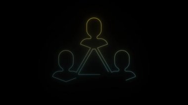 Siyah arka planda parlayan neon iş adamları.