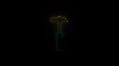 Siyah arkaplanda parlayan neon çekiç.