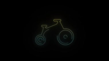 Siyah arkaplanda parlayan neon bisiklet.