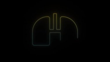 Siyah arkaplanda parlayan neon akciğer.