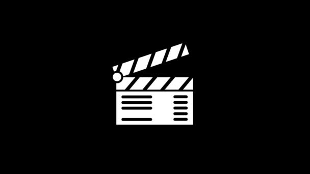 Glitch Film Clapper Pictogram Zwarte Achtergrond Creatieve Beelden Voor Videoproject — Stockvideo