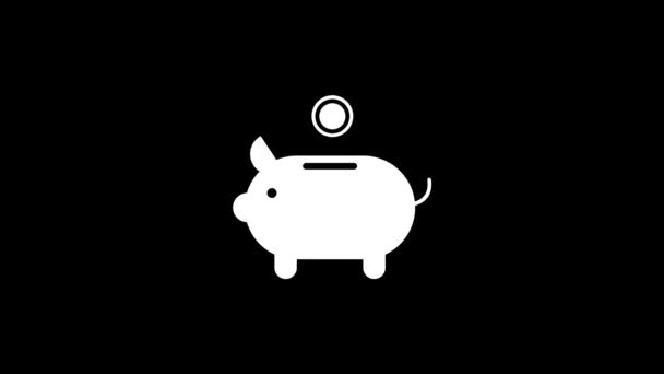 Glitch Piggy Bank Icon Black Background Creative Footage Your Video — Stock Video