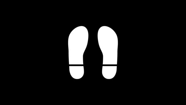 Glitch Footprints Icon Black Background Creative Footage Your Video Project — Stock Video