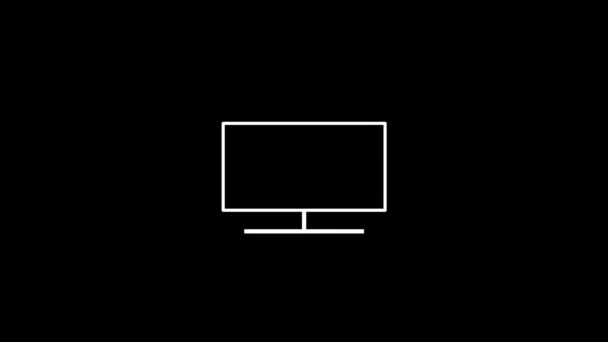 黒い背景にテレビのアイコンをグリッチします ビデオプロジェクト用のクリエイティブな4K映像 — ストック動画