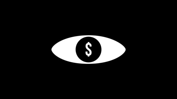 Glitch Dollar Dans Icône Des Yeux Sur Fond Noir Des — Video