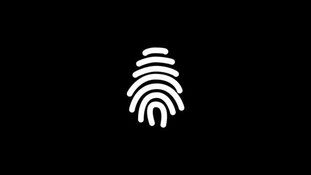 Glitch Fingerprint Icon Black Background Creative Footage Your Video Project — Stock Video