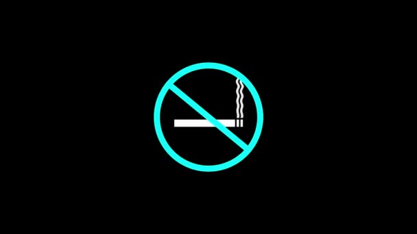黒の背景に喫煙アイコンをグリッチしません ビデオプロジェクト用のクリエイティブな4K映像 — ストック動画
