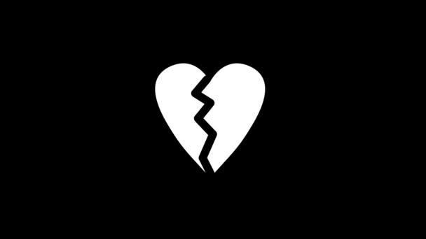 在黑色背景上闪烁着破碎的心形图标 为您的视频项目创作4K段视频 — 图库视频影像
