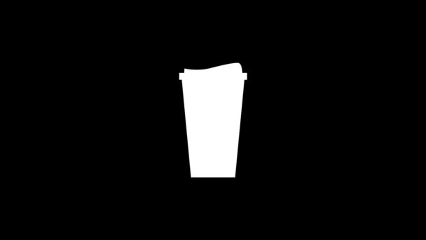 Glitch Glass Coffee Icon Black Background Creative Footage Your Video — Stock Video