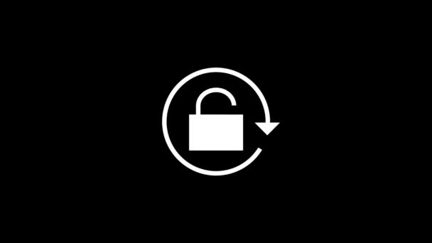 Glitch Closed Lock Icon Black Background Creative Footage Your Video — Stock Video