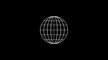 Siyah arkaplanda gezegen simgesinin arızalı meridyenleri. Video projeniz için yaratıcı 4k görüntüleri.
