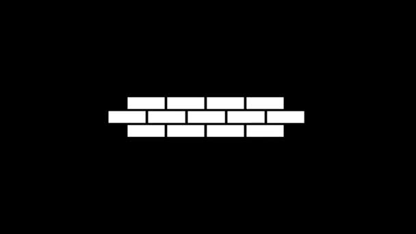 Glitch icono de la pared de ladrillo sobre fondo negro. — Vídeos de Stock