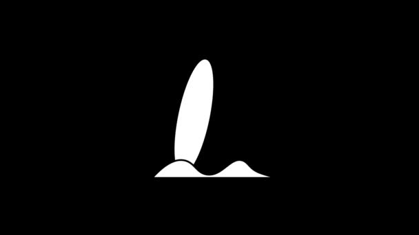 Glitch surfbräda ikon på svart bakgrund. — Stockvideo