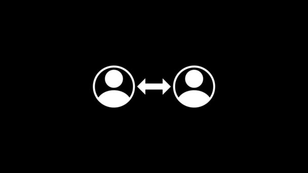 Glitch communication entre les gens icône sur fond noir. — Video