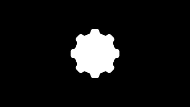 Glitch gear icon on black background. — Stock Video