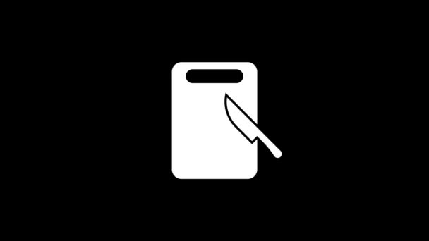 Glitch mes en board icoon op zwarte achtergrond. — Stockvideo