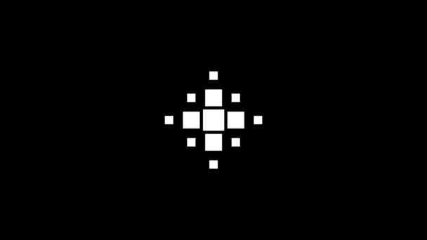 Glitch quadrati icona su sfondo nero. — Video Stock