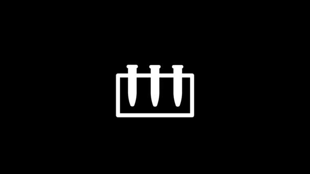 Icono de vasos de precipitados sobre fondo negro. — Vídeos de Stock