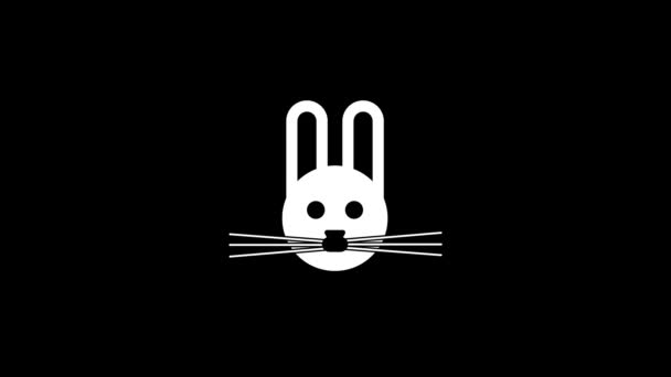 Glitch easter bunny icon on black background. — Stock Video
