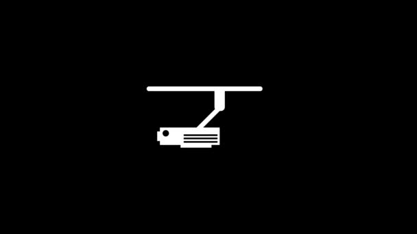 Glitch cctv camera pictogram op zwarte achtergrond. — Stockvideo