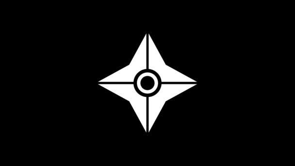 Glitch shuriken icon on black background. — Stock Video