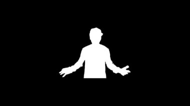 Arıza adam siyah arka planda kollarını açar..