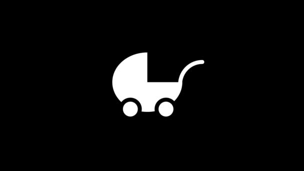 Glitch kinderwagen pictogram op zwarte achtergrond. — Stockvideo