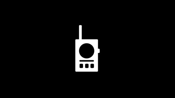 Glitch militare walkie-talkie icona su sfondo nero. — Video Stock