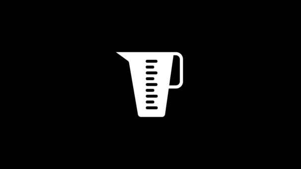 검은 배경의 컵 아이콘 측정. — 비디오