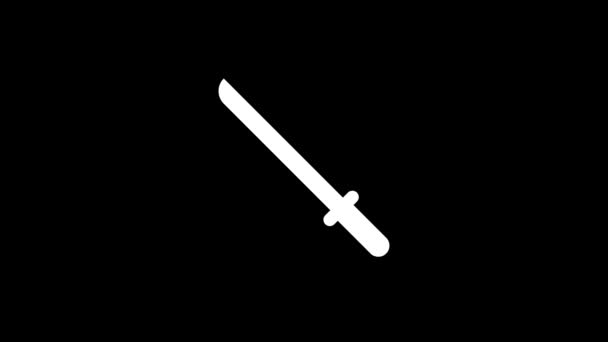 Glitch katana icon on black background. — Stock Video