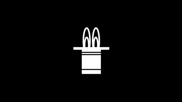 Glitch rabbit ears in a hat icon on black background. — Stock Video