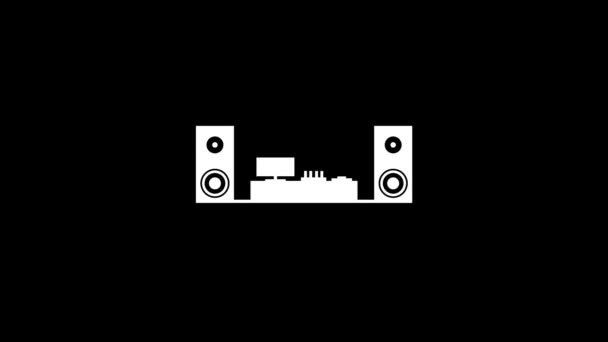 Glitch musik system ikon på svart bakgrund. — Stockvideo