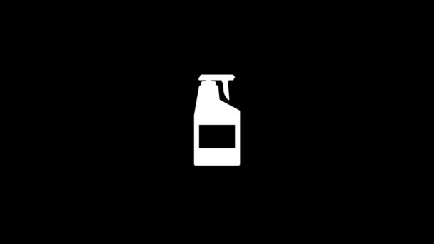 Glitch spray bottle icon on black background. — Stock Video