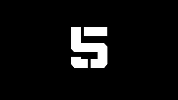 Glitch numero cinque icona su sfondo nero. — Video Stock