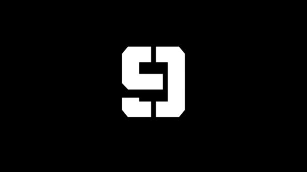 Glitch numéro neuf icône sur fond noir. — Video