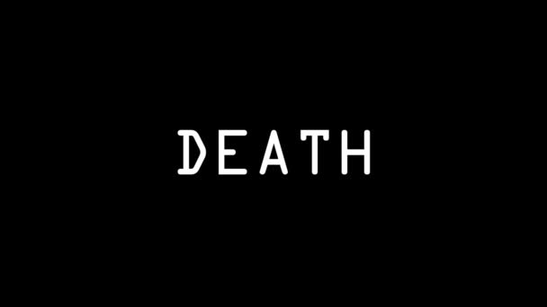 Glitch η λέξη εικονίδιο του θανάτου σε μαύρο φόντο. — Αρχείο Βίντεο