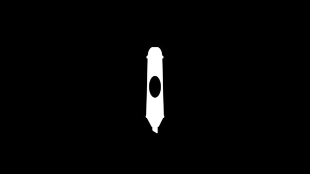 Weißes Bild der Markierung auf schwarzem Hintergrund. — Stockvideo
