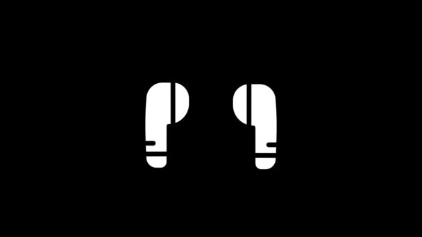 Weißes Bild des Kopfhörers auf schwarzem Hintergrund. — Stockvideo
