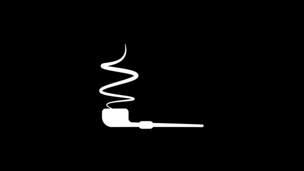 Vit bild av röret med rök på en svart bakgrund. — Stockvideo