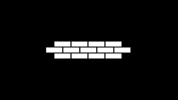 Imagem branca da parede de tijolo em um fundo preto. — Vídeo de Stock