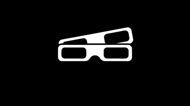 Imagen blanca de gafas 3D sobre fondo negro. — Vídeos de Stock