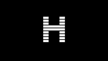Siyah arkaplanda H 'nin beyaz resmi.