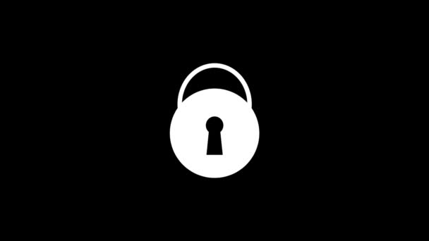 White picture of lock on a black background. — Stock Video