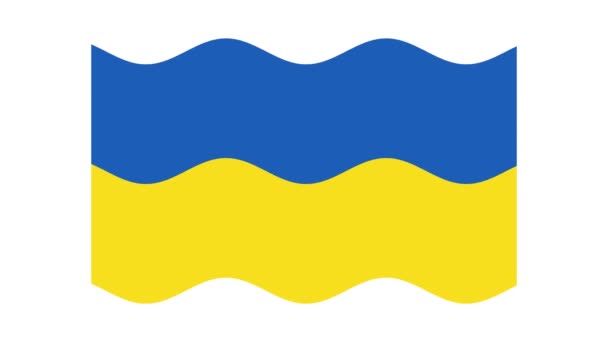 Flaga ukraińska rozwijająca się na białym tle. — Wideo stockowe
