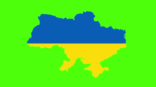 Carte de l'Ukraine aux couleurs du drapeau ukrainien sur fond vert. changements au drapeau rouge et noir de l'Ukraine. le début de la guerre avec la Russie. Russie invasion de l'Ukraine. — Video